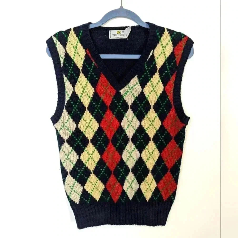 Vintage 80's Argyle Sweater Vest M